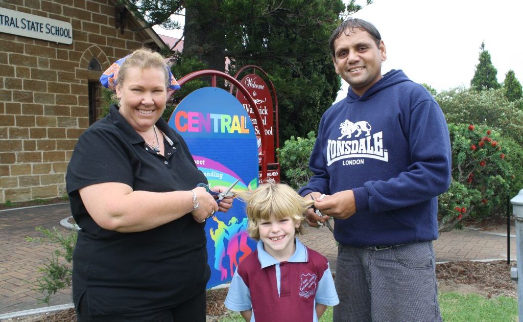 Leukemia survivors Sheree Wells and Bevan Costello(left) and Sheree's son Noa-Brian will lose their hair today for the Shave for a Cure. Leukemia survivors Sheree Wells and Bevan Costello(left) and Sheree's son Noa-Brian will lose their hair today for the Shave for a Cure.